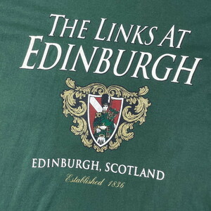 90年代 USA製 THE LINKS AT EDINBURGH スコットランド カレッジロゴ プリント Tシャツ メンズ2XL相当