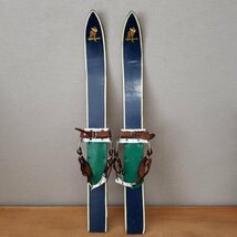 木製　スキー板　子供用　60cm　竹製ストック　木製スキー板　スキー　バンビ　BANKRIVER　ブルー　小鹿　シカ　動物　青【160s1819】_画像2