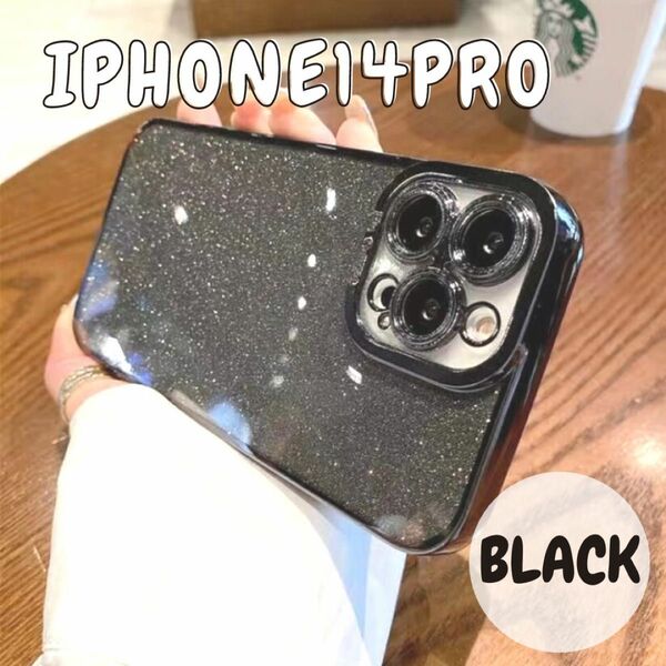 iPhone14pro　クリア　黒　ブラック　iPhoneケース　かわいい