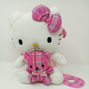  retro редкость Hello Kitty Thai колено коричневый m кукла небольшая сумочка мягкая игрушка эмблема проверка розовый камыш . ремешок 2006