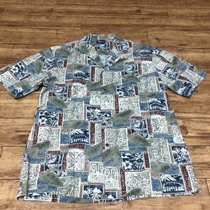 ★ロイヤル クリエーションズ royal creations アロハシャツ 半袖 Lサイズ ハワイ製 総柄 海亀 コットン