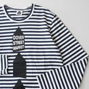 極美 Dover Street Market ◆ ボーダー ロゴ L/S Tシャツ (ネイビー/ホワイト ) XL 長袖 カットソー ドーバーストリートマーケット ◆XE2