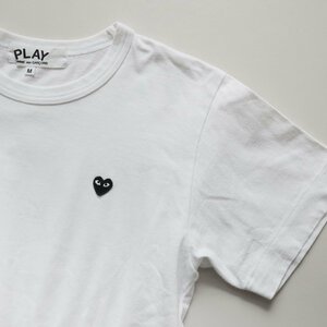 PLAY COMME des GARCONS ◆ ブラックハート ワッペン Tシャツ 白 M クルーネック 半袖 カットソー プレイ コムデギャルソン ◆76/XE12