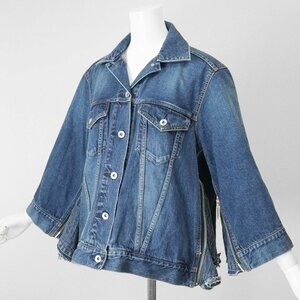 sacai ◆18SS Zip-embellished Denim Jacket デニムジャケット インディゴ サイズ1 サイドジップ サカイ ◆K2D
