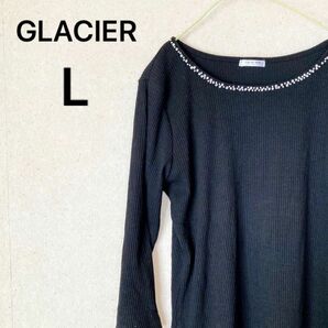 GLACIER カットソー トップス 七分袖 ビジュー Lサイズ レディース Honeys 古着