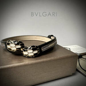 1スタ 1円 美品 イタリア製 ジュエリー ブルガリ BVLGARI セルペンティ ブレスレット スネークヘッド アクセサリー ブラック