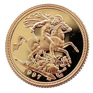 ソブリン金貨 聖ジョージ竜退治 エリザベス2世 金貨 イギリス 1997年 22金 4g イエローゴールド GOLD コレクション 美品