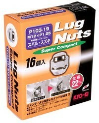 ホイールナット/全長22mm/パレット/MK21系/スズキ/16個入り/M12X1.25/19HEX/メッキ P103-19-16P