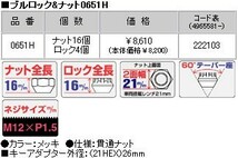 ロックナットset/貫通タイプ/フリーダ/日本フォード/M12X1.5/21mm/メッキ/ブルロック＆ナット5H5穴車用 0651H_画像3