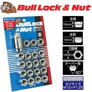 ロックナットset/貫通タイプ/フォレスター/スバル/M12X1.25/19mm/メッキ/ブルロック＆ナット5H5穴車用 0653H-19