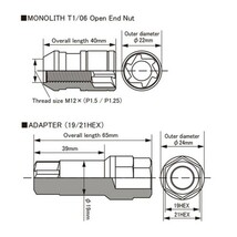 Kicsモノリス貫通ナット/20個SET 4個は予備 /ストリート/ホンダ/M12×P1.5/盗難抑止形状ナット/グロリアスブラック MN01GK_画像3