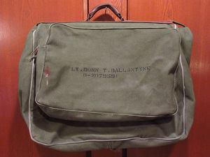 ビンテージ40's●ミリタリーキャンバスガーメントバッグ●230812i8-bag-ot衣類鞄ケース米軍実物大戦