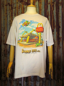 ビンテージ90’s●THE FLINTSTONES Roc Donald’sムービーTシャツ白size XL●230811k2-m-tsh-ot 1990s原始家族フリントストーン古着