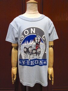 ビンテージ80's●キッズDAWSON CITY WOLFプリントTシャツ水色●230821c6-k-tsh 1980s子供服半袖シャツ古着トップス