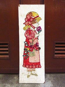  Vintage ~70*s* young lady Sand art autograph size approximately 61cm × approximately 20cm*230831m3-sign interior miscellaneous goods 