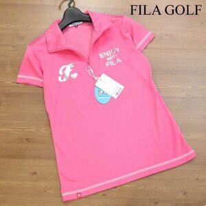 【新品 未使用】 FILA GOLF フィラ ゴルフ 春夏 吸汗速乾♪ 半袖 ハーフジップ ポロシャツ Sz.M　レディース ピンク　K3T00163_7#A