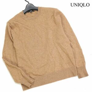 UNIQLO ユニクロ 高級 カシミヤ100%♪ 秋冬 クルーネック ニット セーター Sz.M　レディース キャメル　K3T00172_8#K