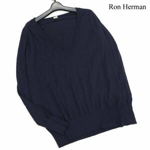 Ron Herman ロンハーマン 秋冬 ウール100%♪ ざっくり Vネック ニット セーター Sz.S　レディース ネイビー　K3T00180_8#K