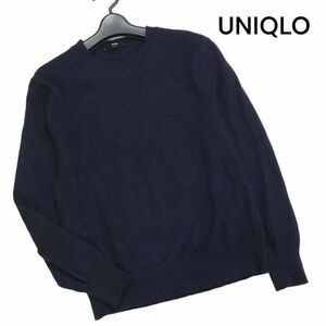 UNIQLO ユニクロ 高級 カシミヤ100%♪ 秋冬 クルーネック ニット セーター Sz.M　レディース ネイビー　K3T00226_8#K