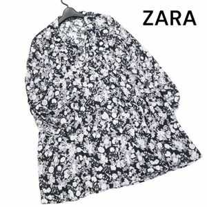 ZARA ザラ 現行タグ★ 通年 花柄 フラワー総柄♪ 長袖 レーヨン ワンピース Sz.M　レディース　K3T00238_8#F