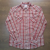 042【格安】Levi‘s リーバイス 長袖ウエスタンシャツ メンズM 茶系/チェック柄_画像1