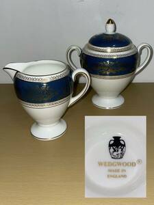 [№ 16] Wedgwood Wedgewood Colombia Blue &amp; Gold Sugar Pot Кувшин для молока западные посуду текущие товары