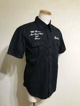 Houston ヒューストン ワークシャツ チェーンステッチ バイク トップス シャツ アメカジ サイズL 半袖 黒_画像7