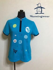 【良品】 Munsingwear golf マンシングウェア ゴルフ レディース 切替し ハーフジップ ウェア ニット トップス サイズM 半袖 日本製 LG1611