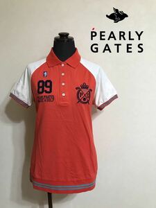 【良品】 PEARLY GATES GOLF パーリーゲイツ ゴルフ レディース ポロシャツ トップス サイズ1 半袖 橙色 055-0160556