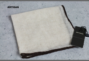  new goods aruchi The n[ luxury material ] cashmere 100% handkerchie unbleached cloth / tea regular price 1.1 ten thousand jpy /ARTISAN/ handkerchie -f2