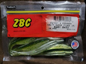 ★ZBC★SALTY SUPER FLUKE(R) ソルティー スーパーフルーク レギュラー BABY BASS 開封済未使用品8本 トレーラー ソフトジャークベイト