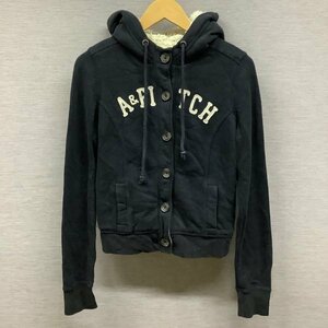 H605 Abercrombie & Fitch スウェット パーカー S ネイビー ボタン留め 裏 ボア カジュアル レディース A&F アバクロンビー&フィッチ