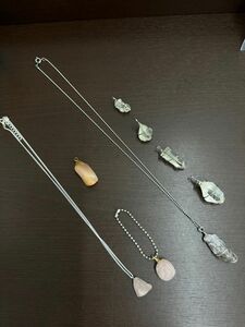 天然石　水晶　ローズクオーツ　メノウ　ネックレス　ペンダントトップ　キーホルダー