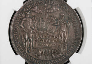 1728年 ドイツ ハンブルク記念 1793 メルクリウス & ネプチューン NGC MS63 ポルトガレッサー 銀貨 アンティークコイン