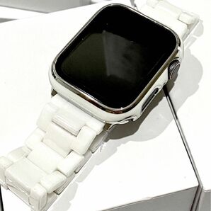 Box入り高級ランク　ホワイトシルバーライン　★アップルウォッチバンド セラミックベルト Apple Watch 純正セラミック　