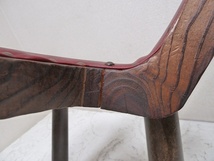 (☆BM)木製 サイドチェア 座椅子 ワインレッド インダストリアル アンティーク調 レトロ 洋風 全高75㎝ 三つ脚 エンジ ヴィンテージ調_画像9