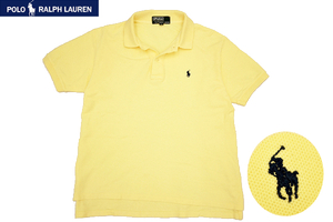 Y-6313★送料無料★Polo by Ralph Lauren ポロ ラルフローレン★正規品 イエロー ポニーロゴ刺繍 鹿の子 半袖 ポロシャツ 160cm