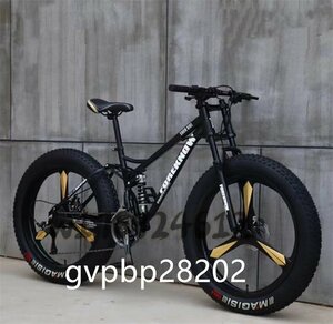 Новые 3 Spoke 7 -Speed ​​Mountain Bike Bike Dual Suscence Rame и подвеска вилка 26 -дюймовая толстая шина Hardtail