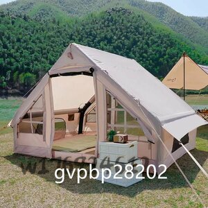 複数人使用 精緻 厚め 雨防止 超大型テント キャンプ装備3-8人使用 オックスフォード布製テント 屋外 全自動空気入れキャンプ