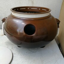 風炉　鬼面風炉　鋳銅製　未使用　瓦付き　茶道具　茶道　木箱 銅_画像6