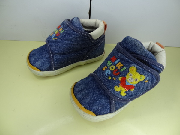 全国送料無料 ミキハウス MIKI HOUSE 日本製 子供靴キッズベビー男＆女の子デニム素材スニーカーシューズ 13cm