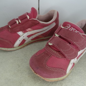 全国送料無料 左右サイズ違い アシックス asics 子供靴キッズ女の子 ピンク&エナメルラインメッシュ素材 スニーカーシューズ 左15cm右16cm