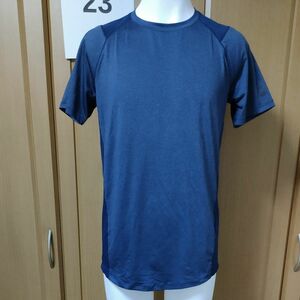 アンダーアーマー強ストレッチ半袖ＴシャツSM/MD　異素材二色ネイビー切替HEATGEAR FITTED　UNDER ARMOUR