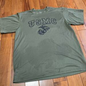 沖縄 米軍放出品 USMC Tシャツ トレーニング　ランニング　OD MEDIUM (管理番号N215)
