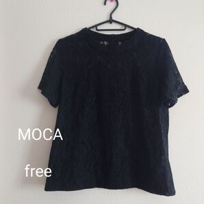 半袖 レース素材 カットソー free MOCA