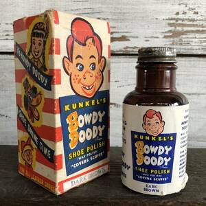 即決 50s Howdy Doody ハウディードゥーディー 靴墨 ガラスボトル 瓶 パッケージ カウボーイ インディアン クラウン ビンテージ