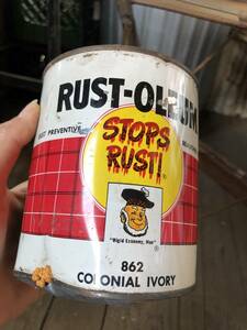 即決価格 Rust Oleum STOPS RUST ヴィンテージ 缶 ガレージ ジャンク インダストリアル オイル缶 ロゴ 看板 ディスプレイ アメリカ