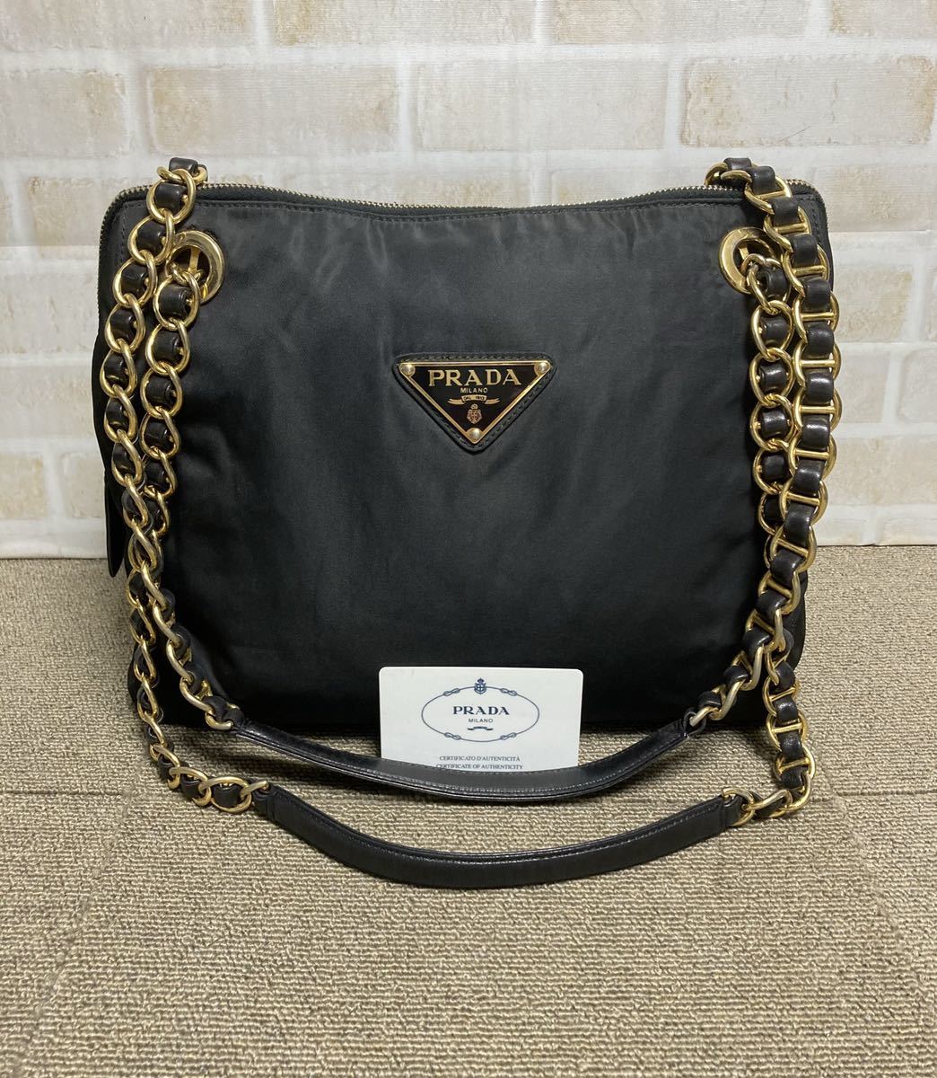 ヤフオク! -「prada プラダ ナイロン チェーンショルダーバッグ」の