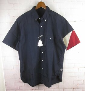 LSH3983 MOUNTAIN RESEARCH マウンテンリサーチ R-187 RED TRIANGLE SHIRT 半袖ボタンダウンシャツ XXL 未使用 ネイビー