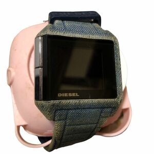 DIESEL 腕時計 DZ-1713 ビッグベット デジタル ブラック×シャンブレーデニム ブルー クオーツ 